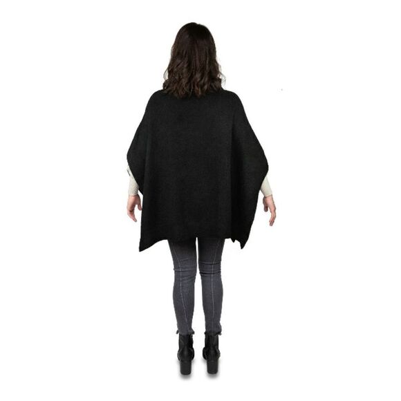 Women's Black Cable Knit Poncho Shawl Layering Piece Size S/M - Picture 6 of 7